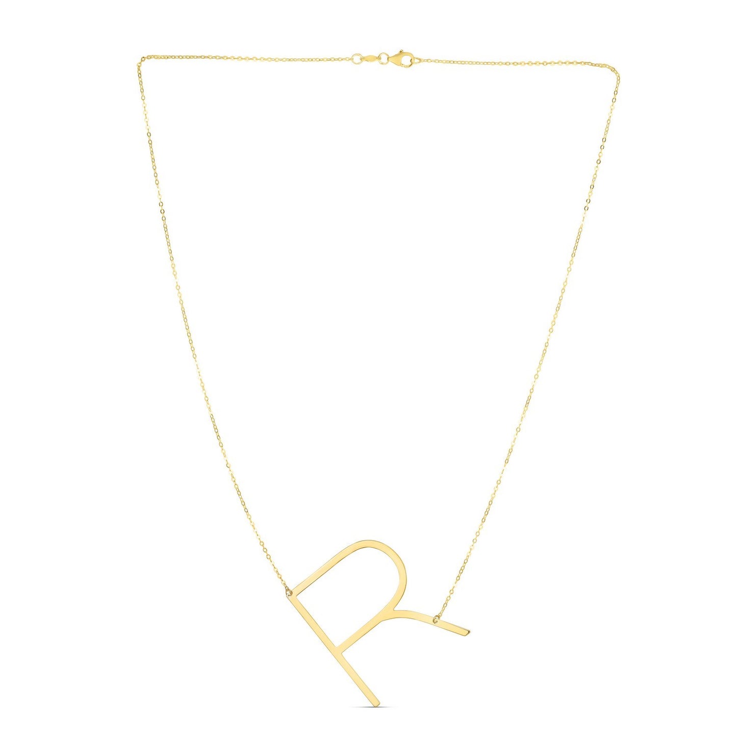 14K Yellow Gold Yours Truly Large Initial R Necklace