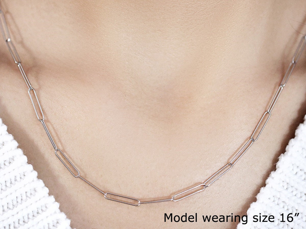 14k White Gold Wire Paperclip Chain (2.70 mm)