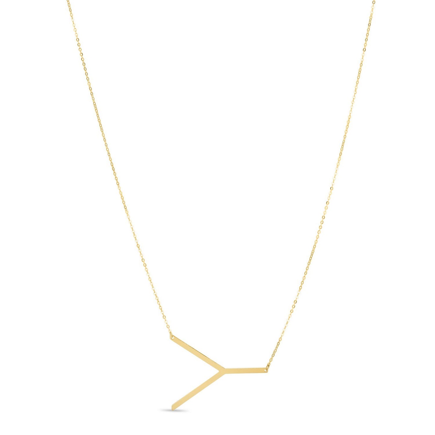 14K Yellow Gold Yours Truly Large Initial Y Necklace