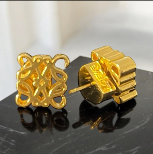 Designer Inspired Stainless Steel Yellow Gold Earrings