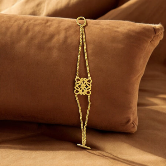 Designer Inspired Gold  Toggle Bracelet