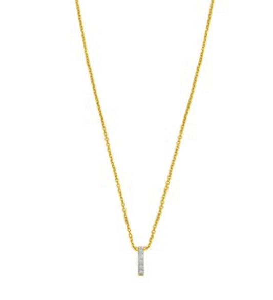 14K Yellow Gold Mini Diamond I Initial Pendant Necklace