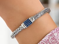 Sterling Silver Weave Motif Bracelet with Blue Sapphire Embellishments (7.00 mm)